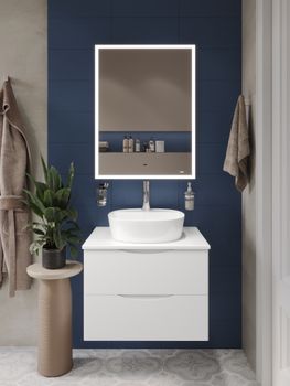 BOND Cube T55605 Тумба со столешницей подвесная белая матовая без раковины — фото 12, Тумбы под раковину