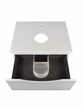 BOND Cube T55605 Тумба со столешницей подвесная белая матовая без раковины — фото 4, Тумбы под раковину