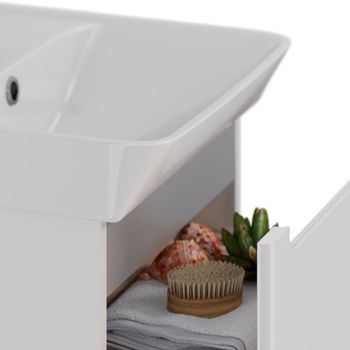 Тумба Lemark BUNO MINI 50 см под 1 раковину, подвесная, 1 ящик, цвет планки: Серый, цвет корпуса, фа LM05BM50T — фото 3, Тумбы под раковину