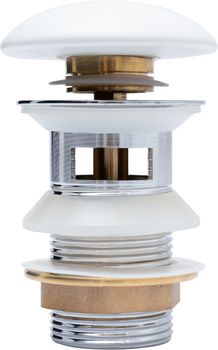 Донный клапан Aquanet белый матовый, с переливом 00333928 — фото 3, Донные клапаны