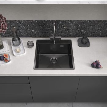 Кухонная мойка Reflexion Iseo RX2265BL оружейная сталь — фото 238, Кухонные мойки