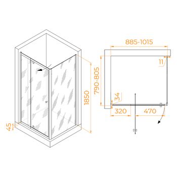 Душевой уголок RGW PA-44B (PA-02B + Z-050-1B) 900x800 41084498-014 — фото 1, Душевые уголки