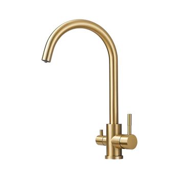 Смеситель для кухни с подключением фильтра воды Haiba HB43828-5, матовое золото — фото 1, Смесители для кухни