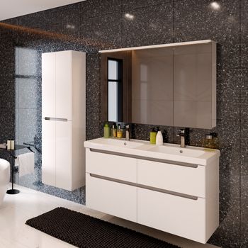 Шкаф зеркальный Lemark ZENON 120х80 см 3-х дверный, с козырьком-подсветкой, с розеткой, цвет корпуса LM120ZS-Z — фото 6, Зеркальные шкафы в ванную