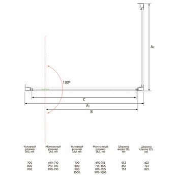 Душевой угол Veconi Rovigo RV-033R, 900х1000х1950, хром, стекло дождь RV033R-90100-06-C7 — фото 4, Душевые уголки