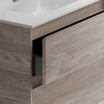 Тумба под раковину SANCOS Libra Floor напольная, 690х450х840, c двумя ящиками оснащенными доводчиками, дуб галифакс натуральный, арт. LB70FEG — фото 6, Тумбы под раковину