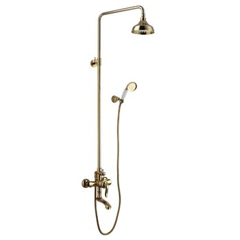 Brava Смеситель для ванны-душа, пов.излив 206мм верх.лейка 'Троп.дождь', р/ОД, золото, LM, LM4762G — фото 2, Лейки для душа