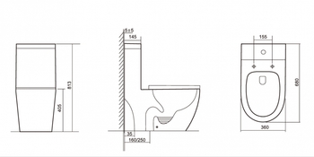 напольный унитаз ceramalux TR2176MN монолит — фото 3, Напольные унитазы