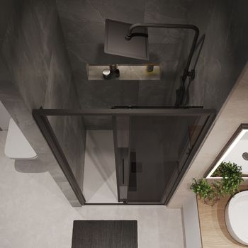 Дверь в нишу Niagara Nova NG-85-10TB (100х195) черный матовый,стекло тонированное,дверь раздвижная,1 место — фото 6, Душевые двери в нишу