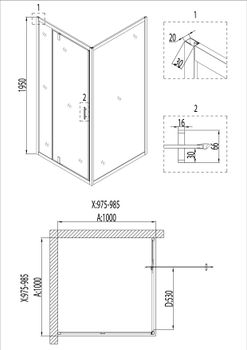 Душевое ограждение Niagara Nova NG-6602-08 (100х100х195) квадрат,хром,дверь распашная,стекло прозрачное,1 место 66020811 — фото 8, Душевые уголки