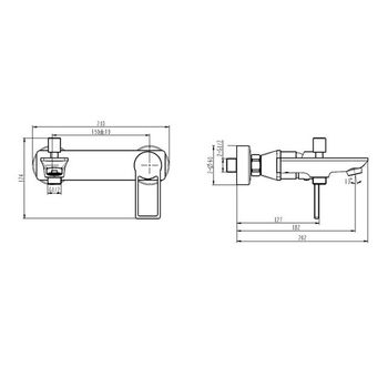 KUB смеситель ванна, без душ.комплекта (хром) 54-011-crm — фото 1, Готовые комплекты для ванной комнаты