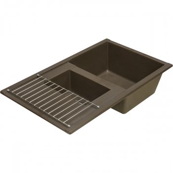 Мойка для кухни Делия 87 870x510x218 мм, прямоуг. с крылом и доп. чашей, кофе 1A716232DE280 — фото 6, Кухонные мойки