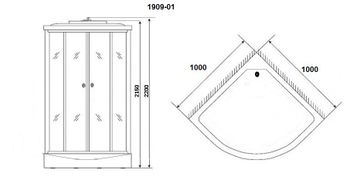 Товар: Душевая кабина Niagara Ultra NG-1909-01 (100х100х220) высокий поддон(48см),черный,стекло тонированное,4 места 19090134 - фото 3 Душевая кабина Niagara Ultra NG-1909-01 (100х100х220) высокий поддон(48см),черный,стекло тонированное,4 места 19090134 — фото 3, Душевые кабины