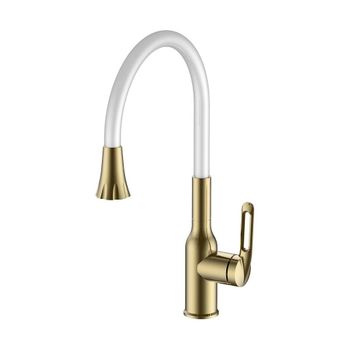 Смеситель для кухни с гибким изливом и режимом душ Haiba HB42830-5, матовое золото — фото 1, Смесители для кухни