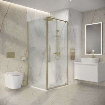 Душевое ограждение Niagara Nova NG-45-9ASG-A80SG-34 (90х80х195) прямоугольник,распашная,золото сатин,стекло прозрачное,2 места — фото 5, Душевые уголки