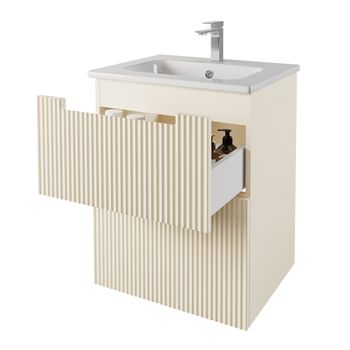 Тумба EUPHORIA, 60 см, подвесная/напольная, 2 ящика, бежевый матовый 99.2018 — фото 3, Тумбы под раковину