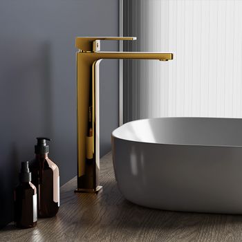 530250600 Gala, смеситель для раковины высокий, золото — фото 1, Смесители для раковины