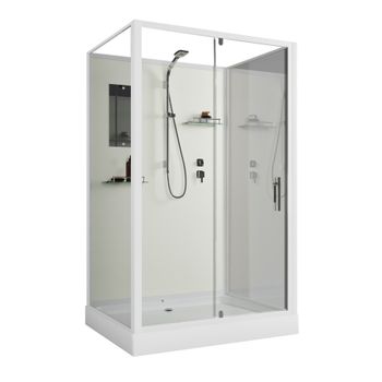 Душевая кабина Niagara Standart ST120/90/15Q/BK (120х90х200) прямоугольник,поддон 15см,распашная,проф.белый,без крыши,3 места — фото 1, Душевые кабины