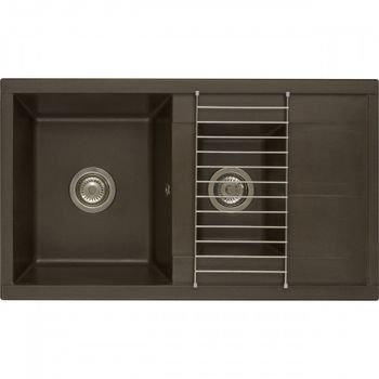 Мойка для кухни Делия 87 870x510x218 мм, прямоуг. с крылом и доп. чашей, кофе 1A716232DE280 — фото 3, Кухонные мойки