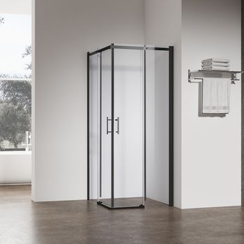 Душевой угол Veconi Rovigo RV-50B, 1000х800х1950, черный, стекло прозрачное RV50B-10080-01-C8 — фото 1, Душевые уголки