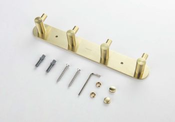 Товар: AQ4123BG ЕВРОПА планка с 4 крючками, шлиф. золото - фото 2 AQ4123BG ЕВРОПА планка с 4 крючками, шлиф. золото — фото 2, Крючки для полотенец