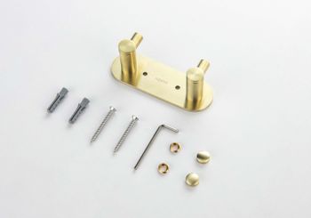 AQ4102BG ЕВРОПА крючок двойной, шлиф. золото — фото 2, Крючки для полотенец