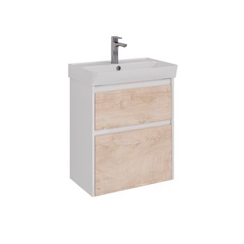 Тумба Lemark COMBI 60 см под 1 раковину, подвесная/напольная, 2 ящика, цвет фасада: Дуб кантри, цвет LM03C60T-dub — фото 7, Тумбы под раковину