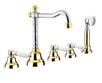 Смеситель на борт ванны Fiore COLONIALE 02CO0607, хром/золото — фото 1, Смесители на борт ванны
