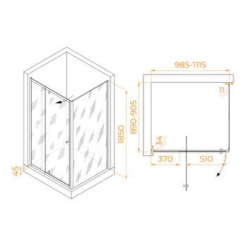 Душевой уголок RGW PA-44B (PA-02B + Z-050-1B) 1000x900 41084409-014 — фото 1, Душевые уголки