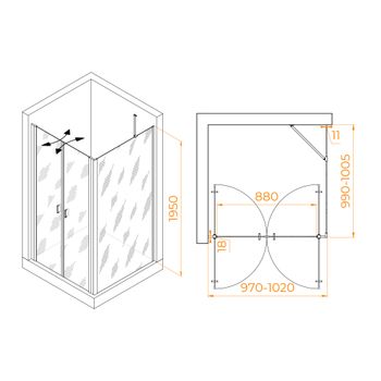 Душевой уголок RGW PA-134B (PA-104B+Z-050-2B+O-204B) 1000x1000 060814400-14 — фото 1, Душевые уголки