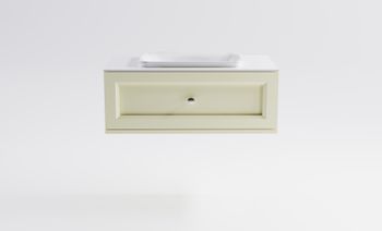 Тумба Классик 100 с 1ящ RAL1013 мат. с раковиной Ретро бел гл. и столешницей Solid бел гл. 4631177714191 — фото 1, Тумбы с раковиной