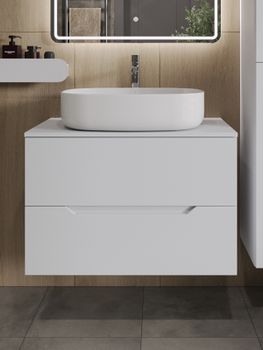 Orange Line Li-80TuwMDF+B04-600W тумба с раковиной подвесная 80 см, белый Li-80TuwMDF+B04-600W — фото 3, Тумбы с раковиной