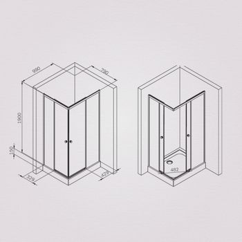 W94G-403-100280-MT1K X-joy душевое огражд прямоугольн.,раздвиж.двери 100x80 хром мат.,стекло прозр — фото 5, Душевые кабины и ограждения