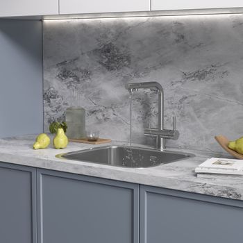 Кухонная мойка Reflexion Iseo RX2265BL оружейная сталь — фото 390, Кухонные мойки