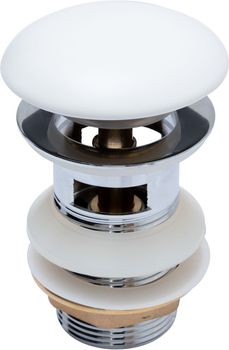 Донный клапан Aquanet белый матовый, с переливом 00333928 — фото 1, Донные клапаны