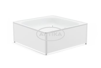 ANTIKA Поддон душевой стальной эмалированный 90х90х15 см., слив D-52мм., с подставкой и экраном APS-92101 — фото 1, Душевые поддоны