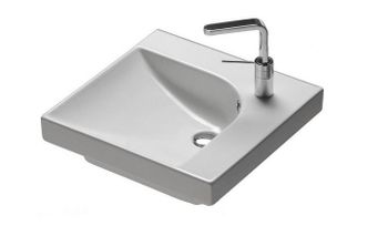 Раковина HATRIA GRANDANGOLO YXFB01 подвесная или на тумбу с одним отверстием с переливом цвет белый — фото 1, Раковины