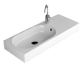 Раковина HATRIA AREA YXEQ01 накладная с одним отверстием с переливом цвет белый — фото 1, Раковины