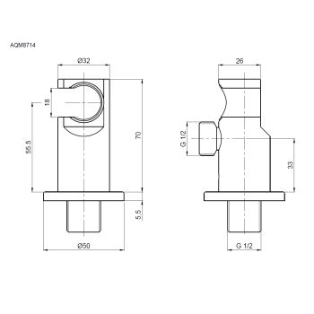 AQM8714CR Siena Выход из стены с держателем, хром — фото 2, Шланговые подключения