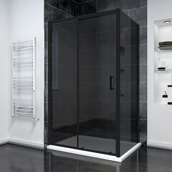 Душевой угол Veconi Rovigo RV-055BT, 1100х900х1950, черный матовый, тонированное стекло RV055BT-11090-05-C8 — фото 1, Душевые уголки
