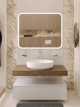 BOND M39ZE-10080 Зеркало прямоугольное 100х80см с LED подсветкой и сенсорным диммером — фото 21, Зеркала в ванную комнату