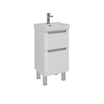 Товар: Тумба Lemark BUNO 45 см под 1 раковину, подвесная/напольная, 2 ящика, цвет планки: Серый, цвет корпу LM04B45T - фото 4 Тумба Lemark BUNO 45 см под 1 раковину, подвесная/напольная, 2 ящика, цвет планки: Серый, цвет корпу LM04B45T — фото 4, Тумбы под раковину