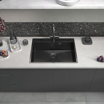 Кухонная мойка Reflexion Iseo RX2265BL оружейная сталь — фото 312, Кухонные мойки