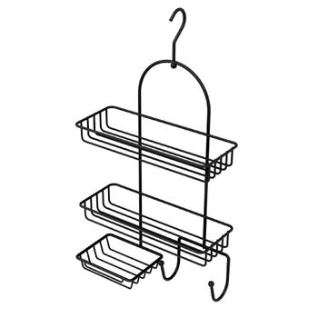 Полка прямоугольная двухэтажная с мыльницей черная Fixsen FX-970B — фото 2, Полки для ванной и душа