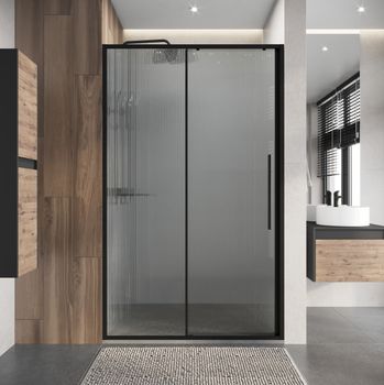 Дверь в нишу Niagara Nova NG-84-L12FHB (120х195) черный матовый,раздвижная влево,стекло рифленое,1 место — фото 4, Душевые двери в нишу