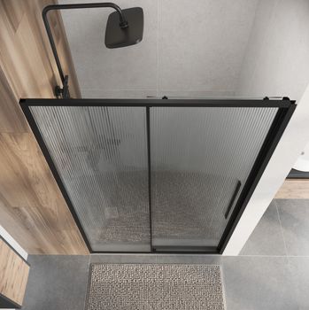 Дверь в нишу Niagara Nova NG-84-L12FHB (120х195) черный матовый,раздвижная влево,стекло рифленое,1 место — фото 6, Душевые двери в нишу