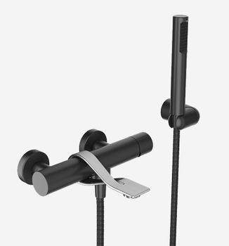 Смеситель для ванны Webert One-B NB850101441, чернай/сталь — фото 1, Смеситель для ванны