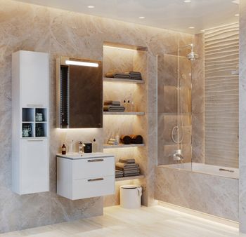 LAGO Шкаф-колонна 35, белый глянец, ROCA 7857297806 — фото 3, Шкафы для ванной