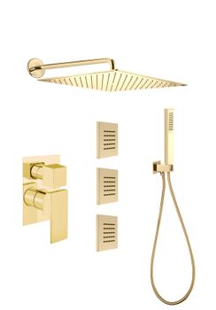 Душевая система встраиваемая Webert Pegaso PE890104794, матовое золото — фото 1, Душевые системы