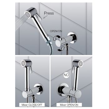 Гигиенический душ Bossini Nikita E37008B.043 c прогрессивным смесителем со встраиваемой частью цвет золото сатинированное — фото 1, Гигиенические души